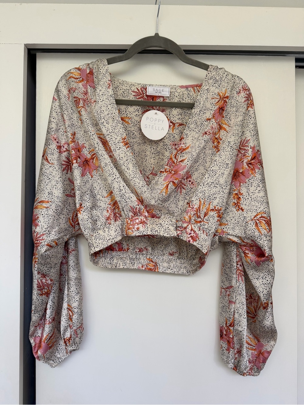 Pink Floral Cropped Blouse NWT